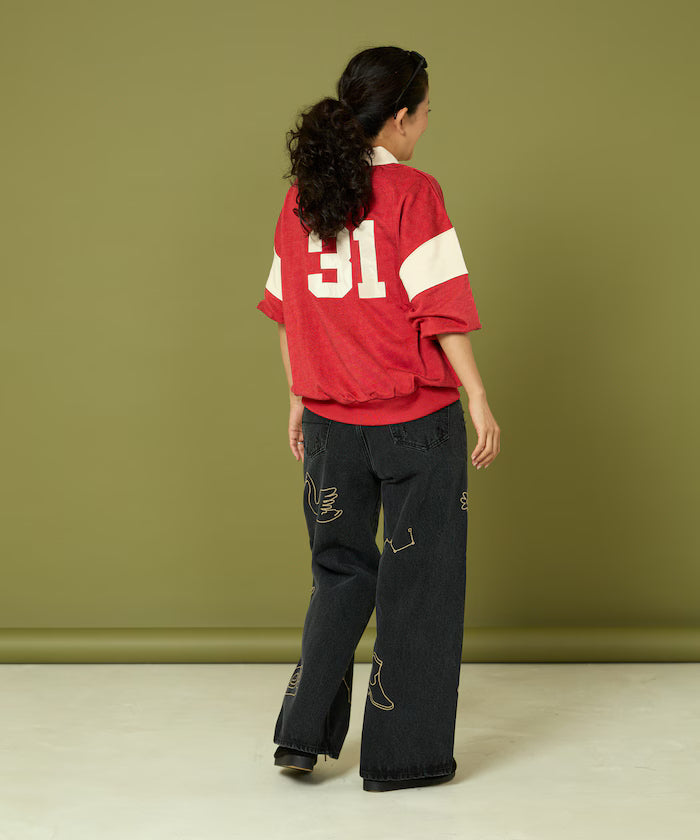 Chain Stitch Wide Denim