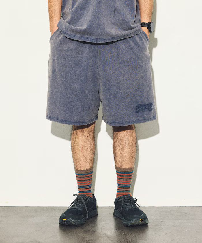 【May 29, 12:00 Release】SPECIAL OTHERS × FREAK'S STORE Vintage-Like Damage Logo Easy Shorts - Navy