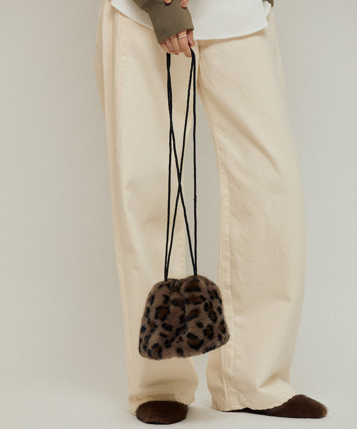 Fake Fur Mini Drawstring Bag