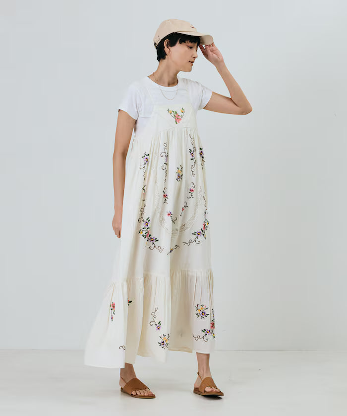 India Flower Cross Stitch Lace Camisole Dress
