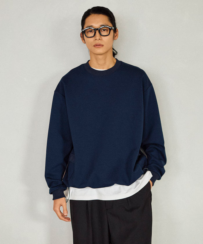 <New Color Added> Side Pocket Spindle Cardboard Crew Neck Sweatshirt - Navy