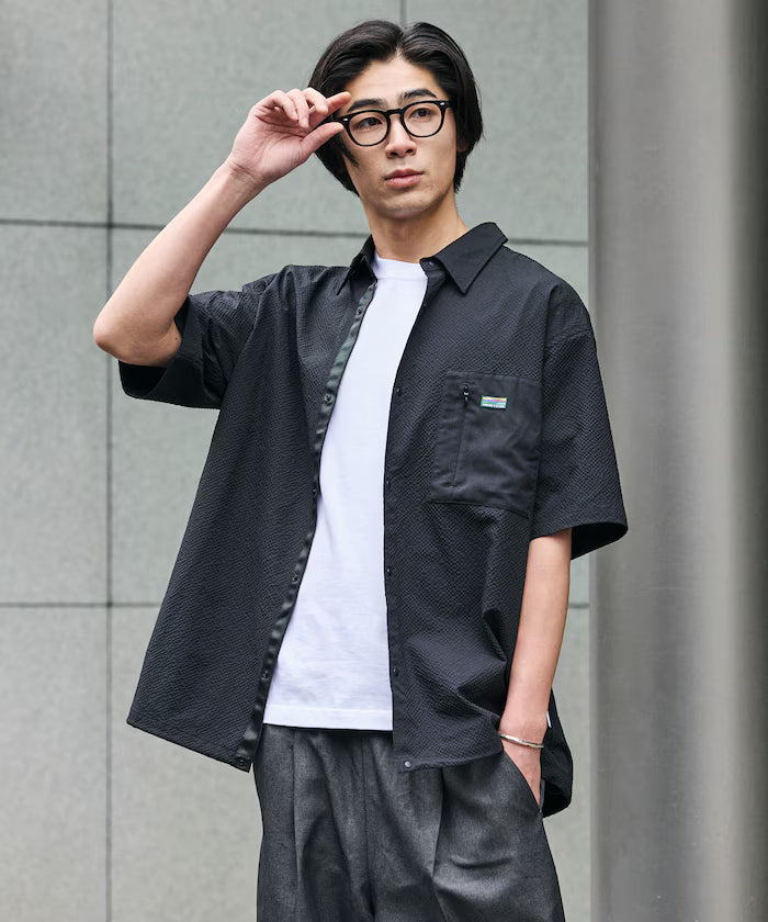 Limited Release AiRide Air Ride Relax Fit Mixed Material Pocket Seersucker Shirt Quick Dry Moisture Wicking UV Cut