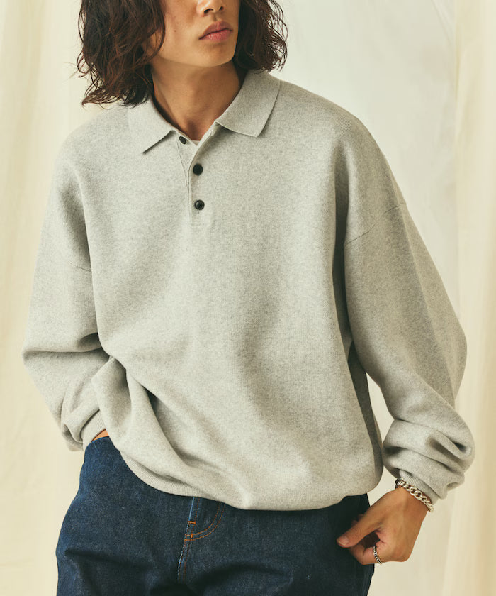 Relax Fit Relax Fit Sweat-like Polo Collar Knit [Limited Edition]