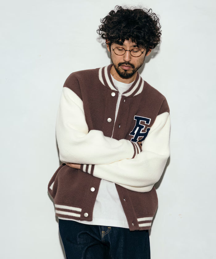 Relaxed Fit Logo Knit Varsity Jacket