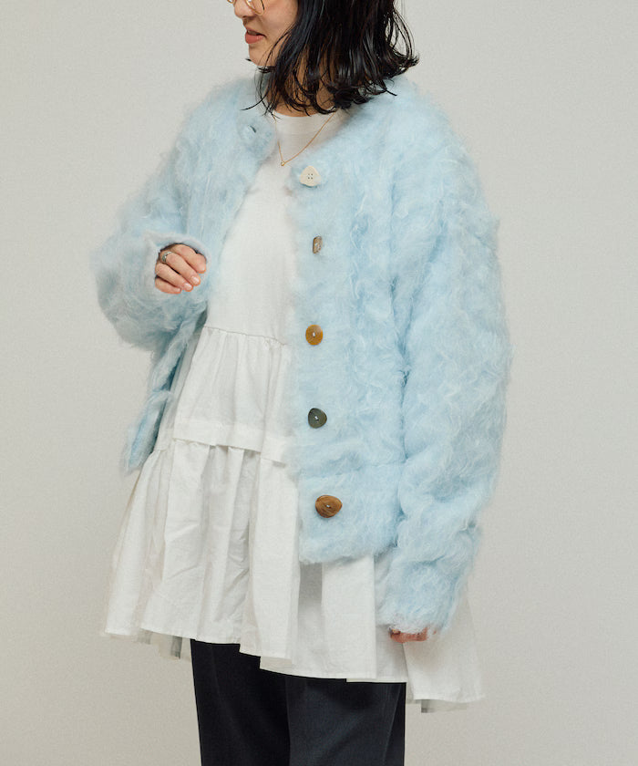Variation Button Shaggy Knit Cardigan