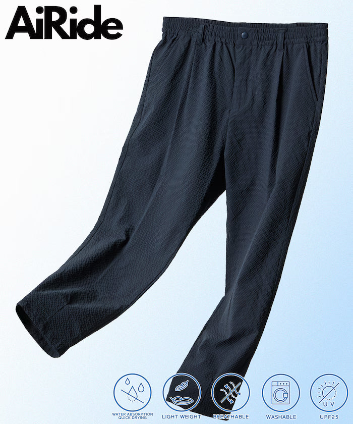 AiRide/Air Ride Slim Tapered Silhouette Sheer Seersucker Packable Easy Pants/Quick-Dry/UV Cut [Limited Edition] - Navy