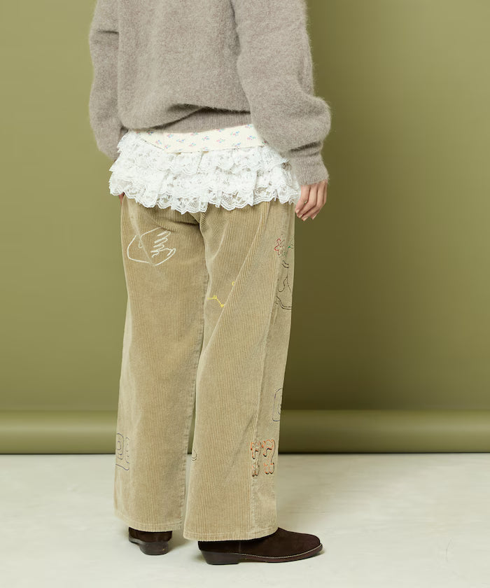 Chain Stitch Corduroy Pants