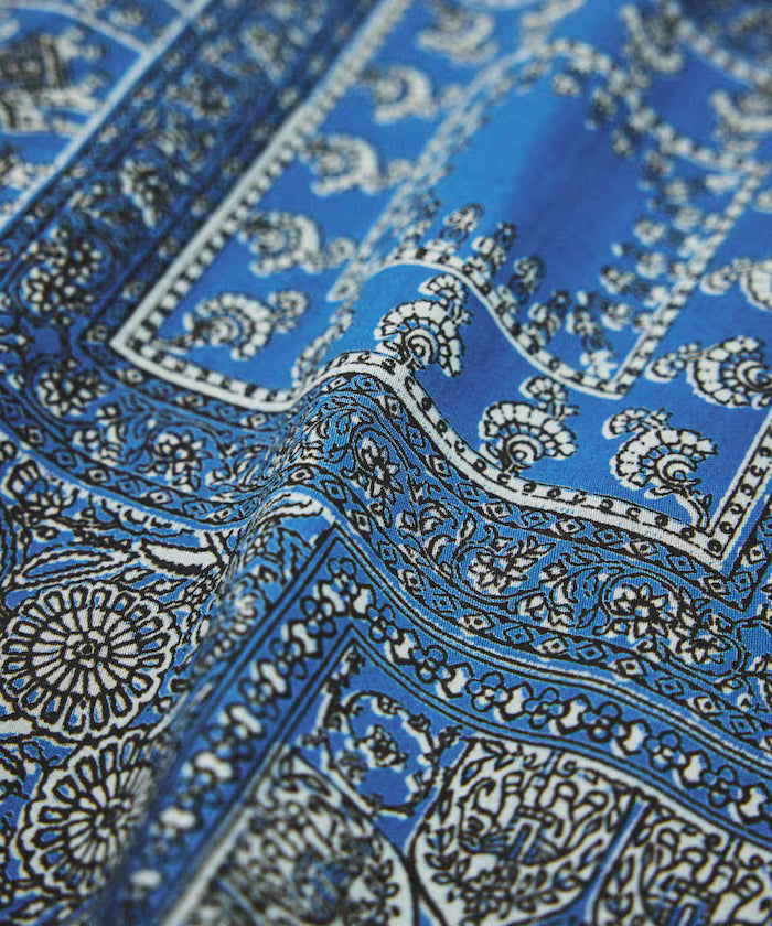 India-made Relaxed Fit Paisley Print Open Collar Short Sleeve Shirt Bandana Pattern