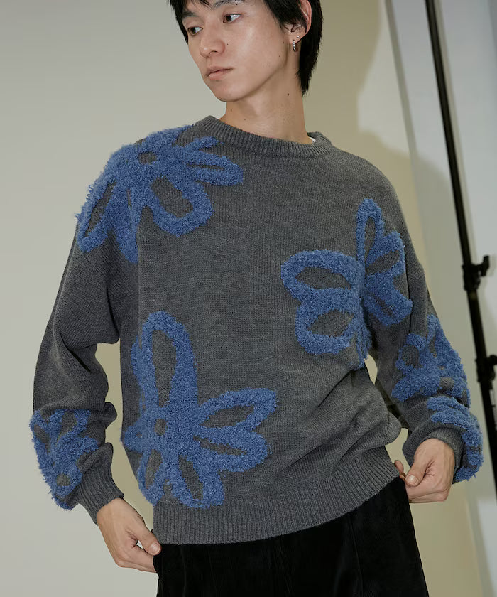 Boucle Flower Pattern Pullover Knit [Limited Edition]