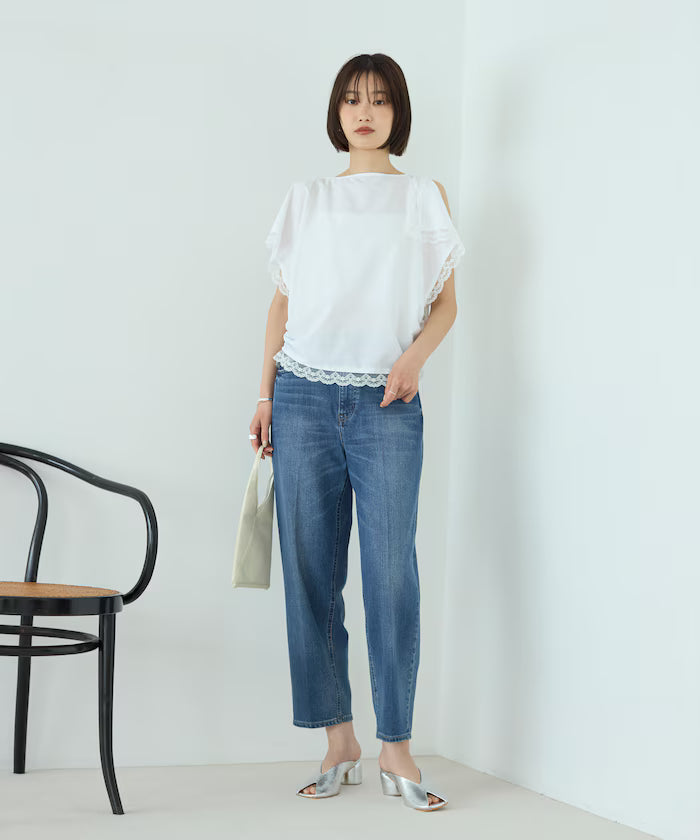 Handkerchief Sleeve Shirring Blouse