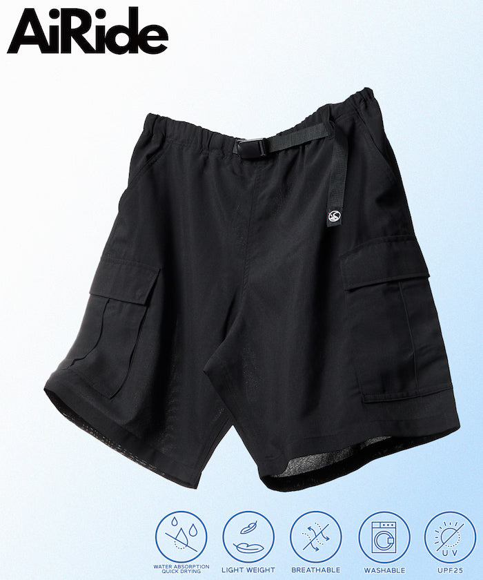 AiRide/Pocketable Climbing Cargo Shorts/Quick Dry/UV Cut [Limited Release] - Black