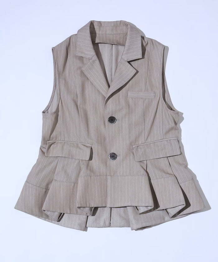 Pinstripe Flare Hem Short Vest