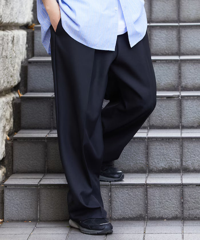 Wide Silhouette Staple Twill Easy Slacks/Wide Slacks [Limited Edition]