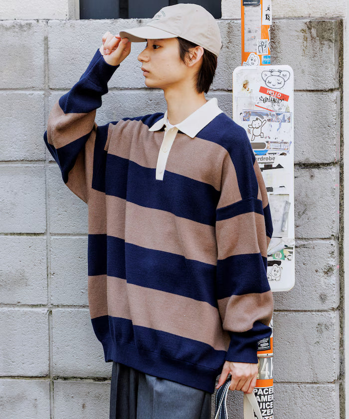 Big Silhouette Border Knit Rugby Shirt [Limited Edition]