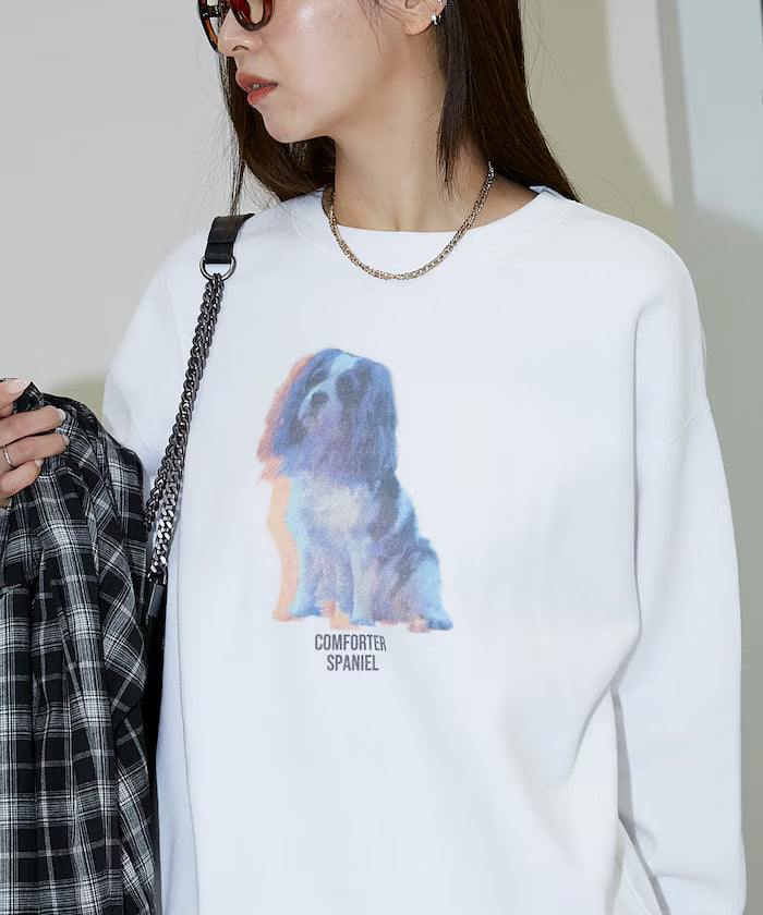 Dog Photo Print Fleece Lined Sweat Pullover Limited Edition - White