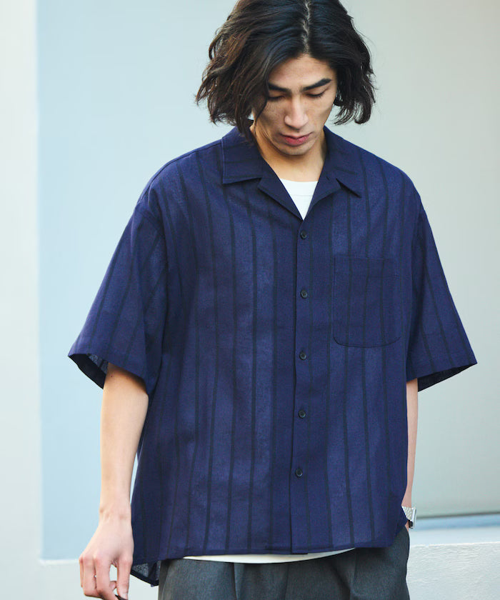 Relax Fit Relaxed Fit Shadow Stripe Open Color Shirt [Limited Release]
