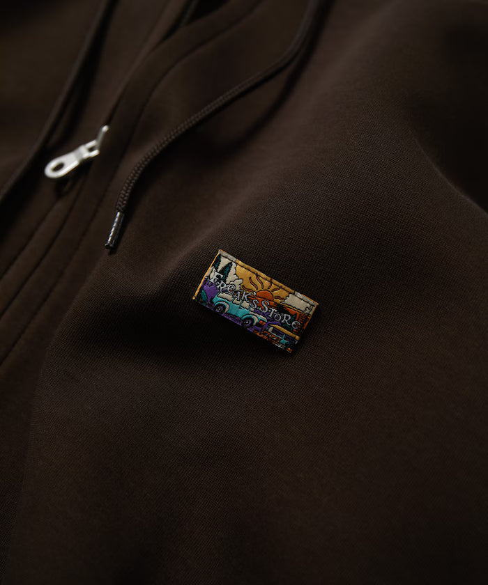 Big Silhouette Spindle Cardboard One Point Logo Sweat Zip-Up Hoodie