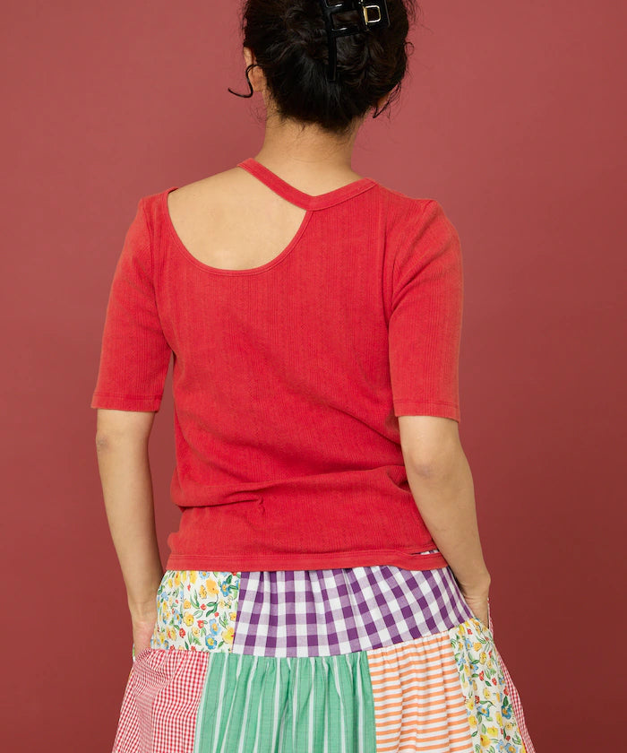 Eyelet Frill Deformed T-Shirt