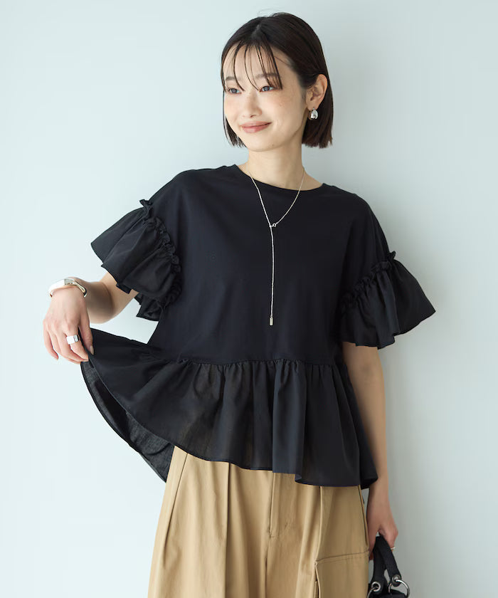 Organic Cotton Frill Sleeve T-shirt