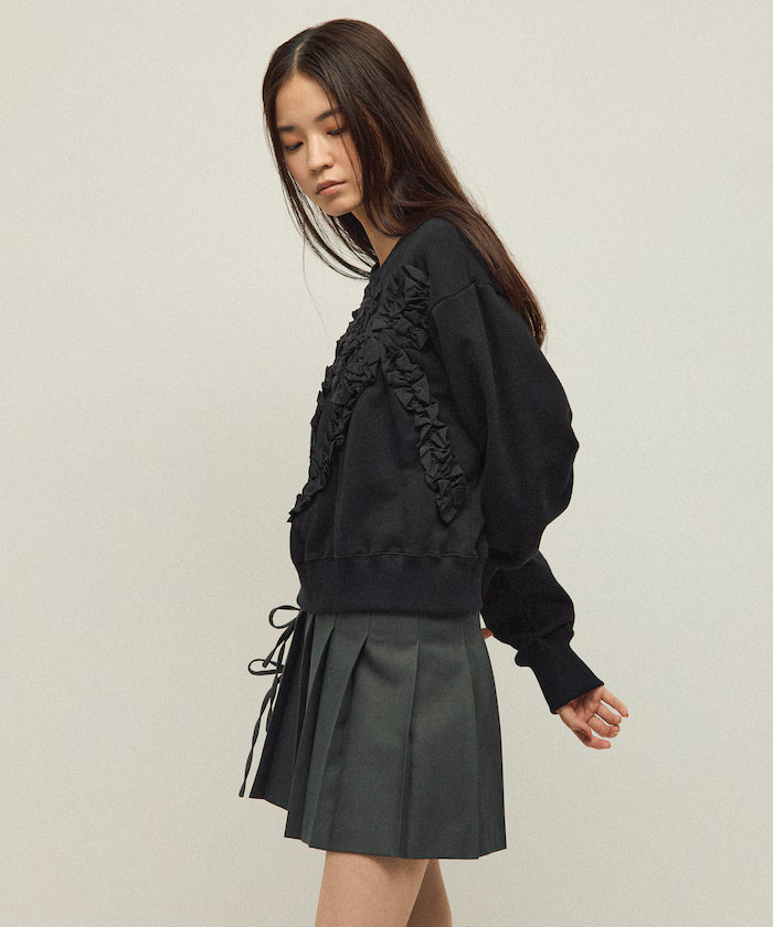 Organic Cotton Gather Ribbon Sweat / Relaxed Fit / French Terry Sweat