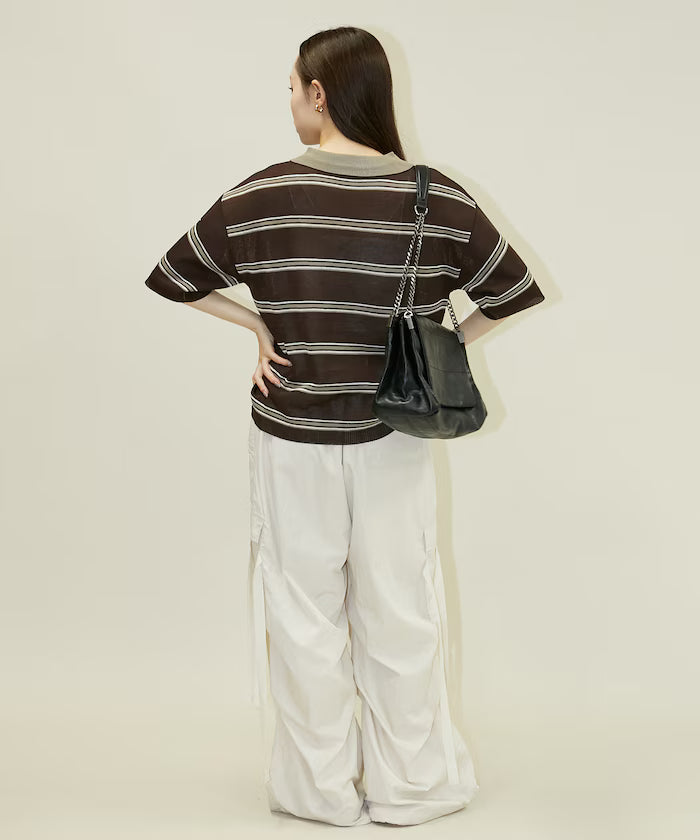 Sheer Border Short Sleeve Polo Summer Knit Limited Release