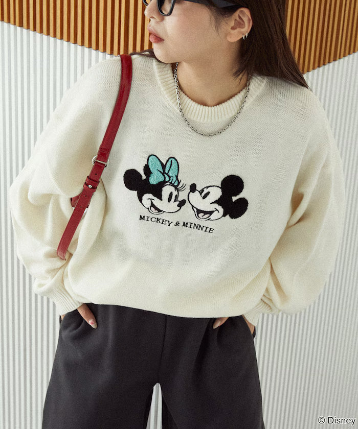 Mickey Mouse & Minnie Mouse/Mickey Mouse & Minnie Mouse/Sagara Embroidery Oversized Knit Limited Edition - Off White
