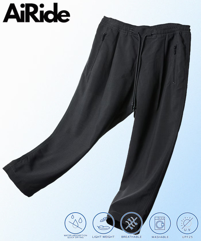 AiRide/Air Ride Semi-Wide Silhouette Cropped Easy Pants/Pocketable/Quick-Dry/UV Cut 【Limited Edition】 - Charcoal Gray