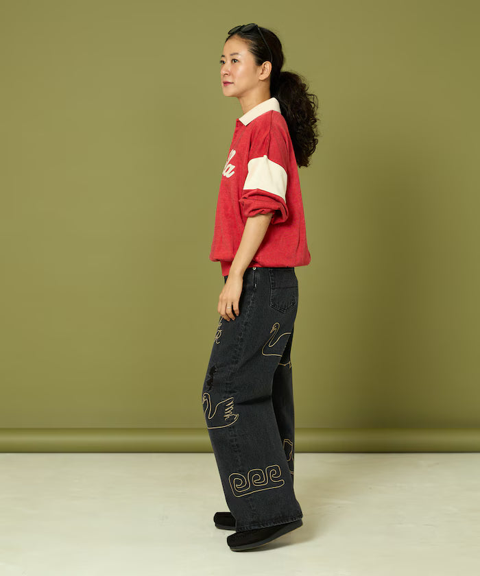 Chain Stitch Wide Denim