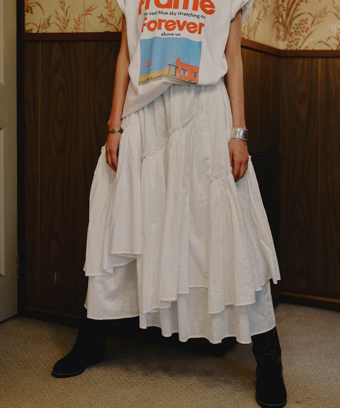 India Frill Maxi Gathered Skirt - White