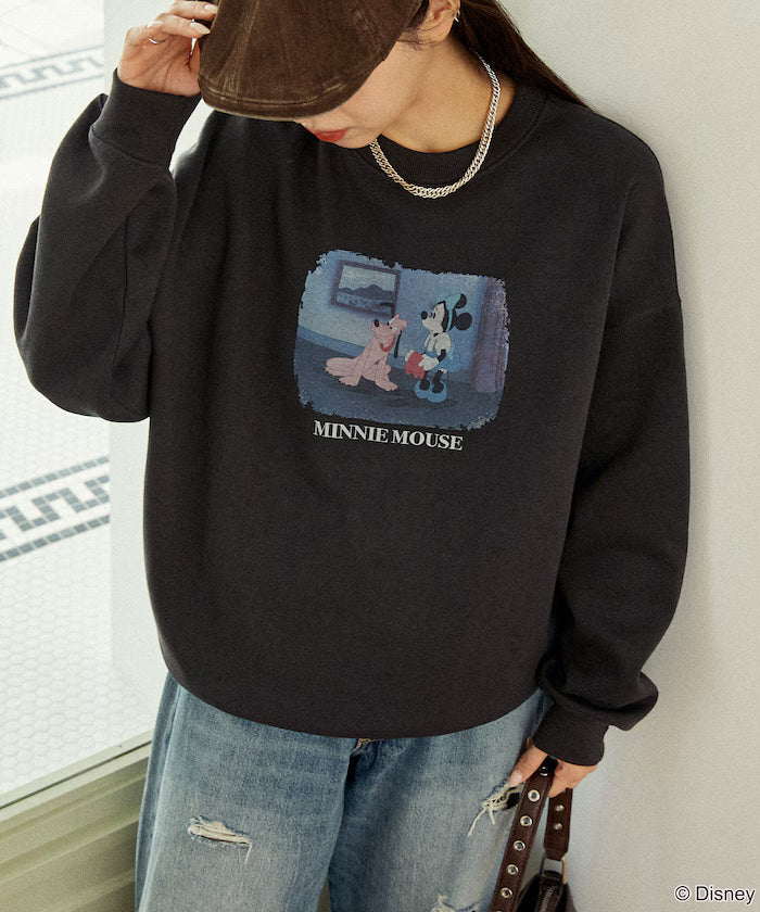 Minnie Mouse/ミニーマウス/Photo Print Crew Neck Sweat Limited Edition - Charcoal Gray