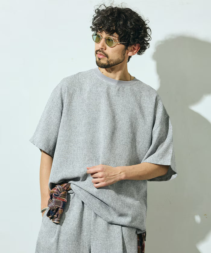 Summer Tweed Short Sleeve Crew Neck / Compatible with Setup - Gray