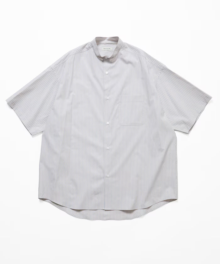 Relax Fit Relaxed Fit Band Collar Short Sleeve Shirt [Limited Edition] - Beige Stripe