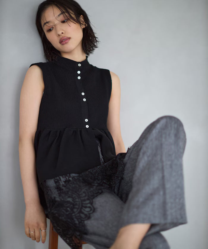 Japan-made Whole Garment Peplum Vest