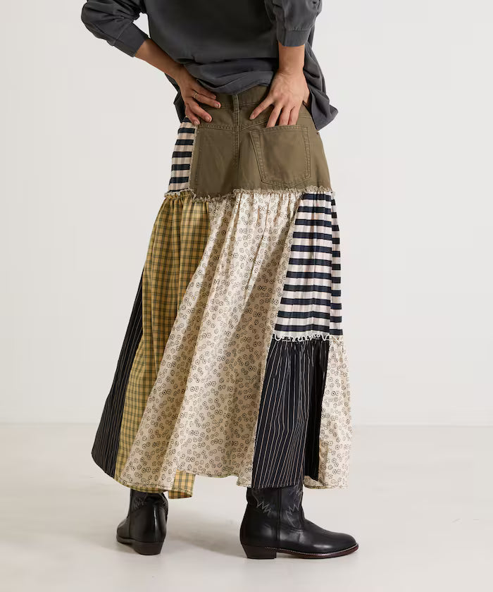 Flower & Check Docking Skirt