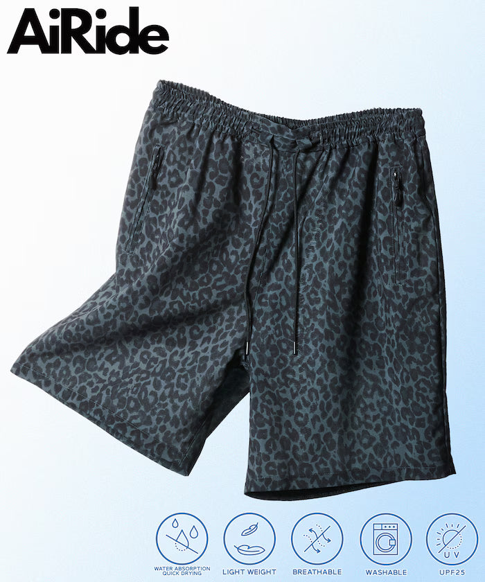 AiRide/Pocketable Easy Shorts/Quick-Drying/UV Cut 【Limited Edition】 - Gray leopard