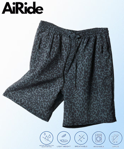 AiRide/Pocketable Easy Shorts/Quick-Drying/UV Cut 【Limited Edition】 - Gray leopard