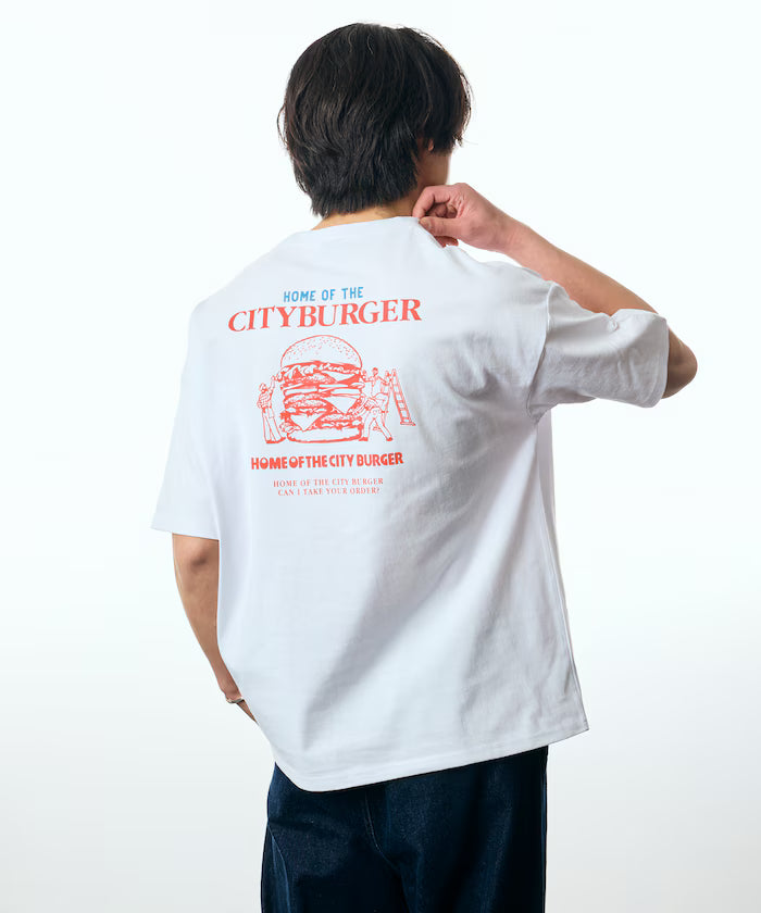 Big Silhouette Back Print Crew Neck T-Shirt / City Burger 【Limited Release】