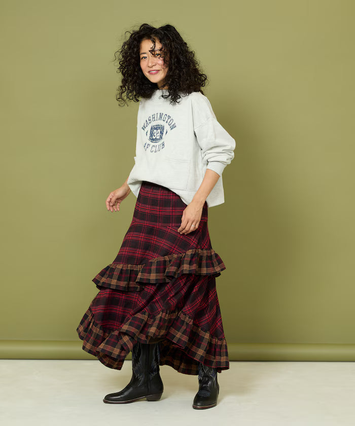 Nell Check Asymmetrical Frill Skirt
