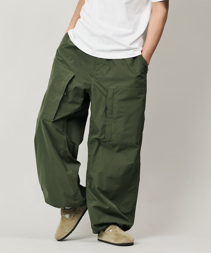 Quick Dry Fabric Wide Silhouette Poly Rip Cross Military Helicrew Pants/UV Cut/Quick Dry 【Limited Edition】 - Olive