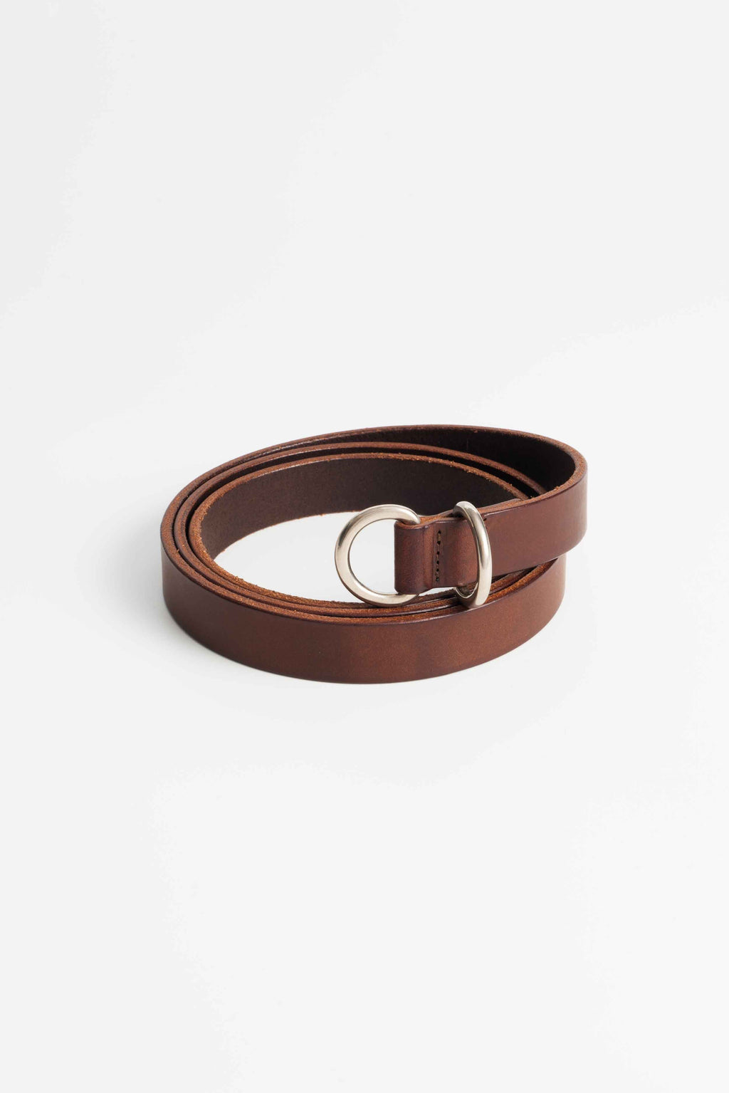 RING BELT SLIM - BROWN×SILVER