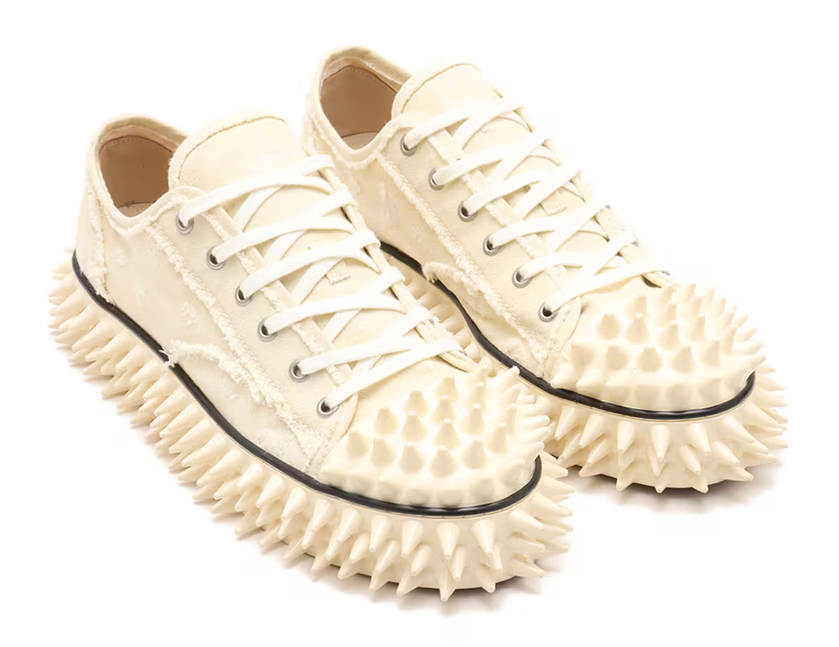 SPIKY CANVAS SNEAKER - IVORY