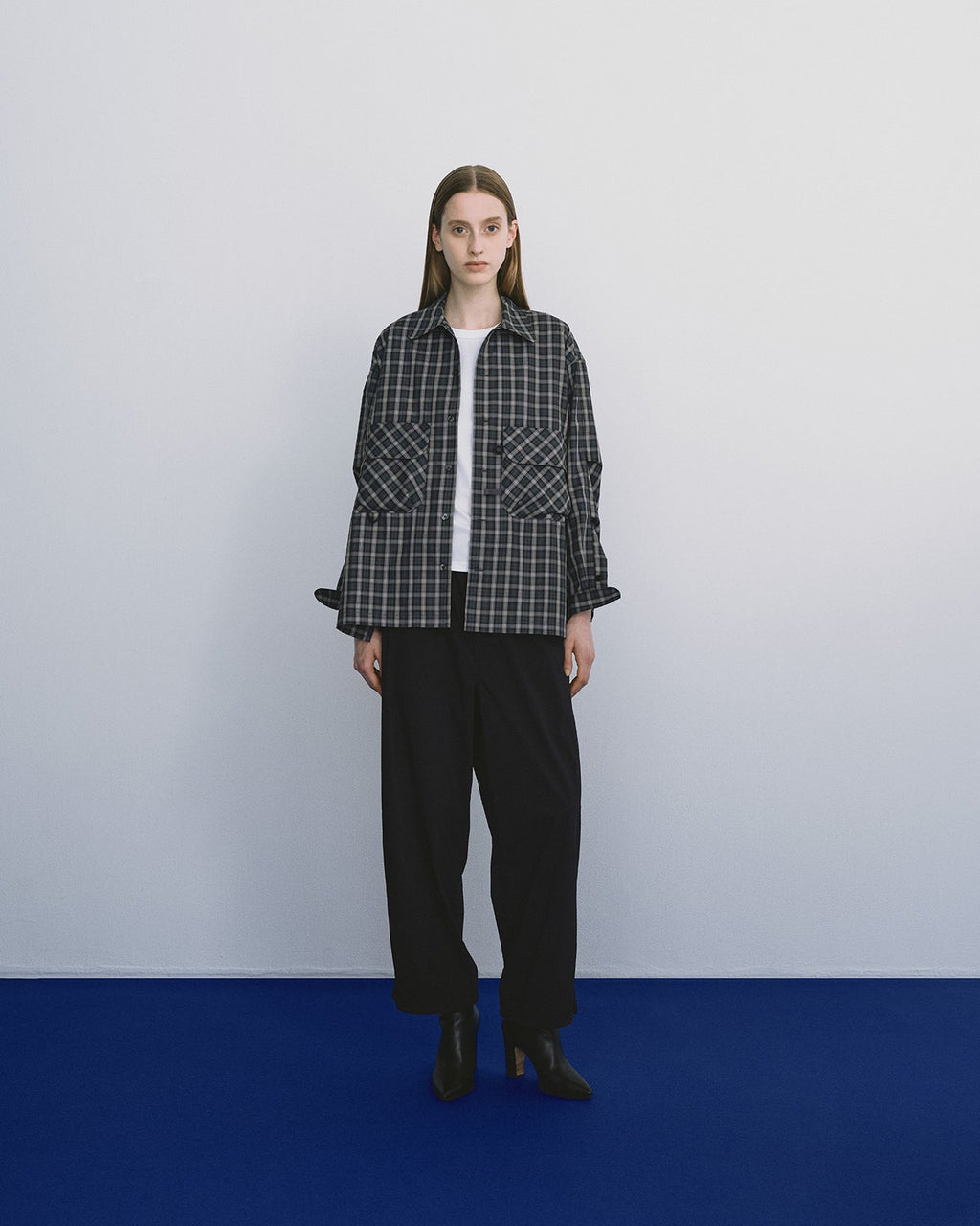 W's TECH SPORTS OPEN COLLAR SHIRT L/S GREN PLAID