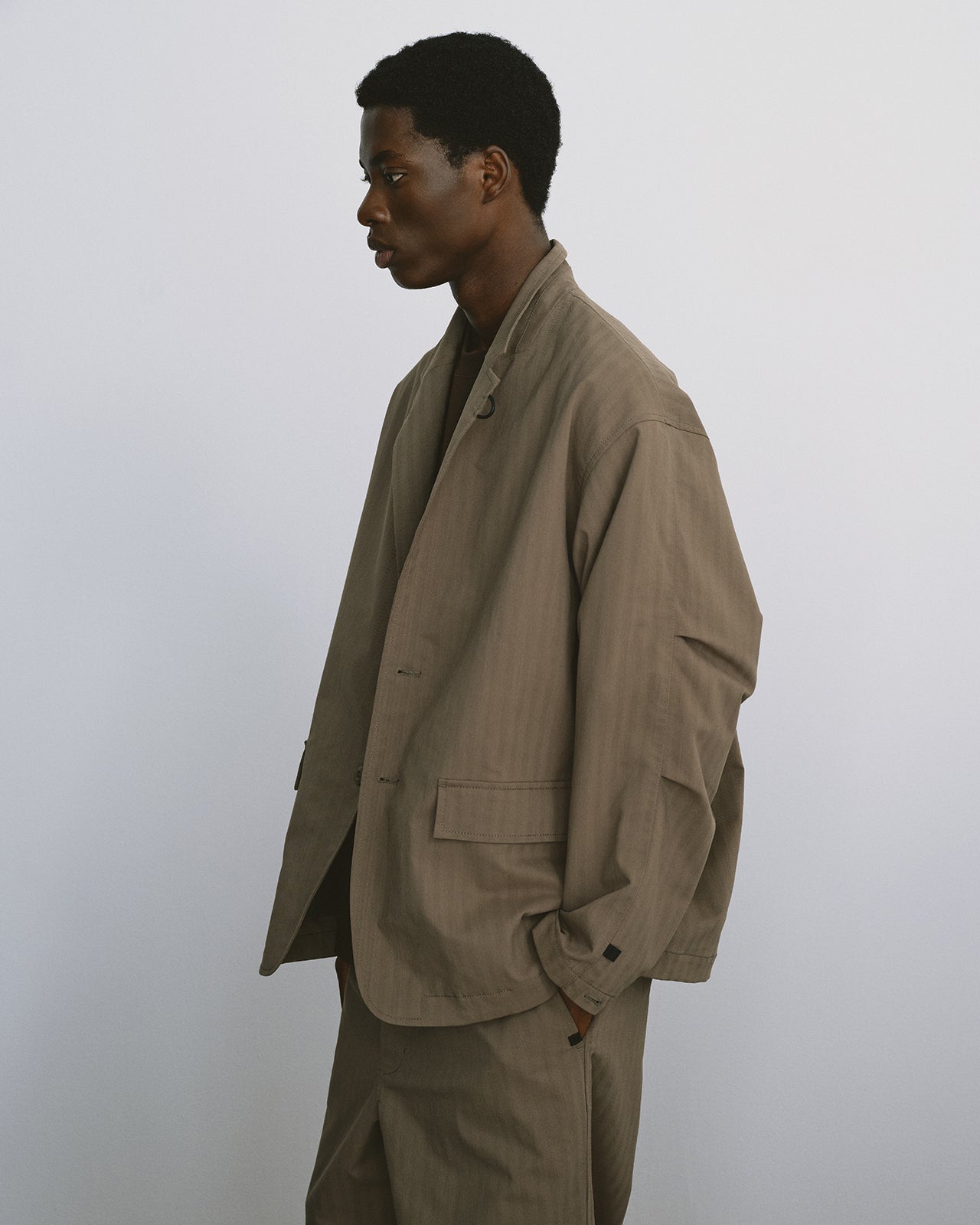 TECH LOOSE 2B JACKET HERRINGBONE