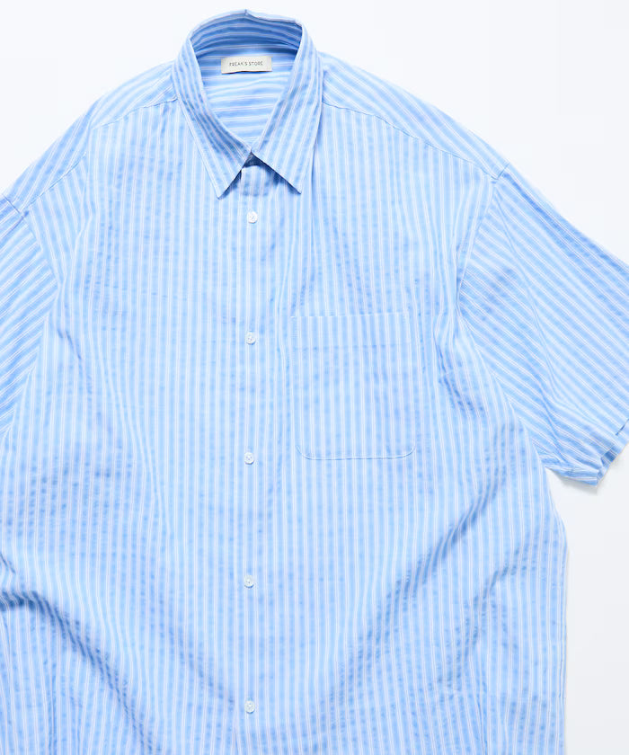 Relax Fit Regular Collar Sheer Seersucker Short Sleeve Shirt 【Limited Edition】