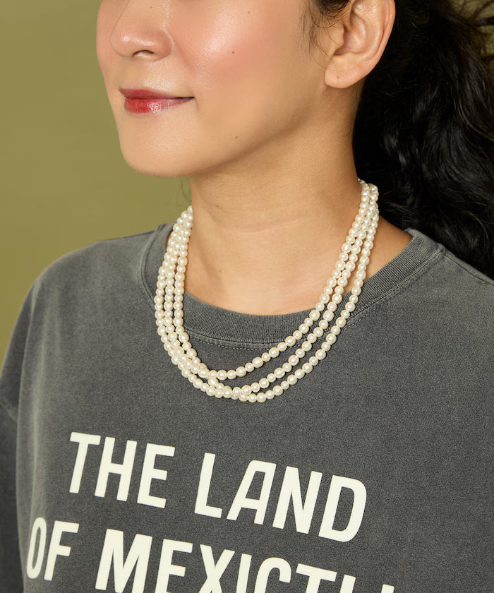 Glass Hand-rolled Pearl Long Necklace 140cm