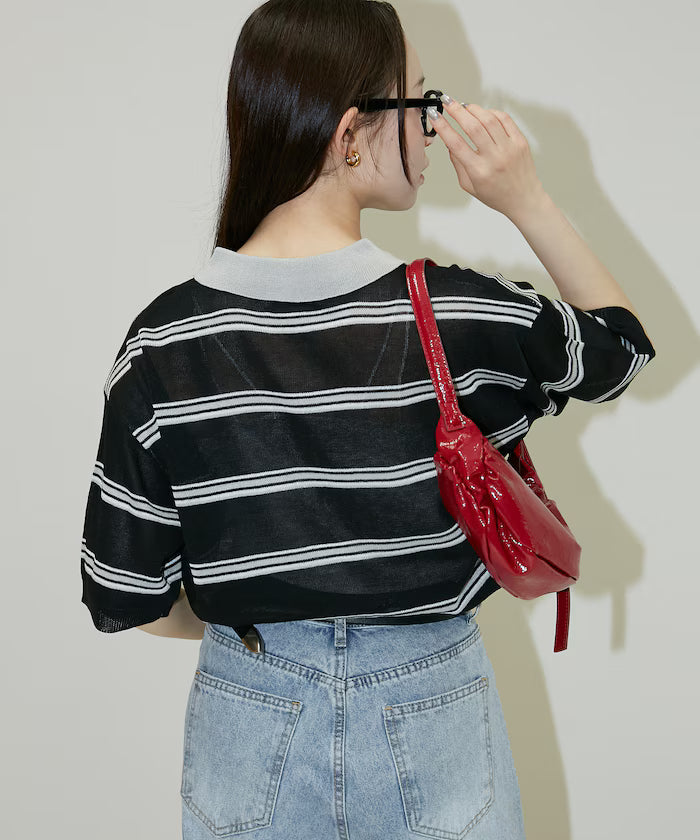 Sheer Border Short Sleeve Polo Summer Knit Limited Release