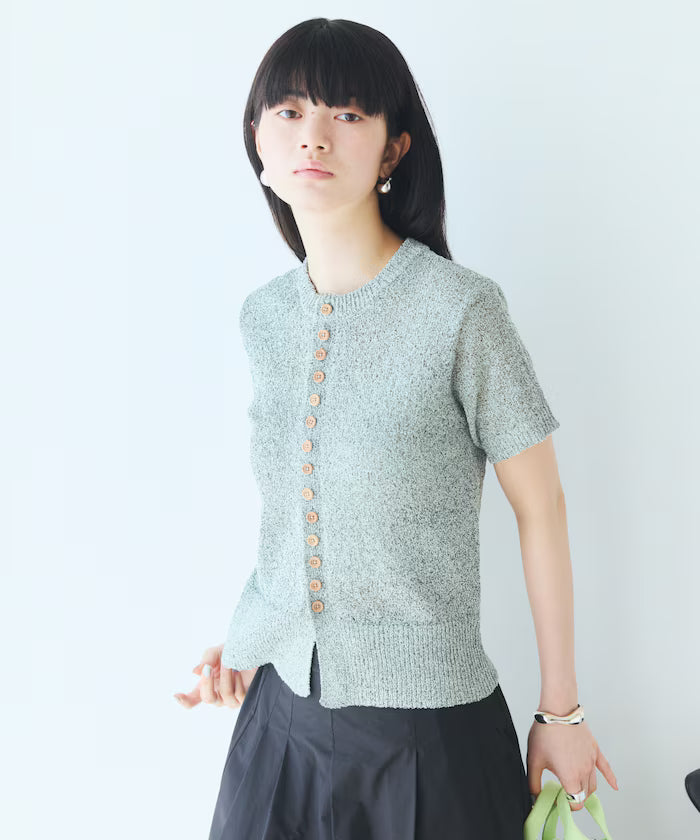 Wood Button Boucle Cardigan