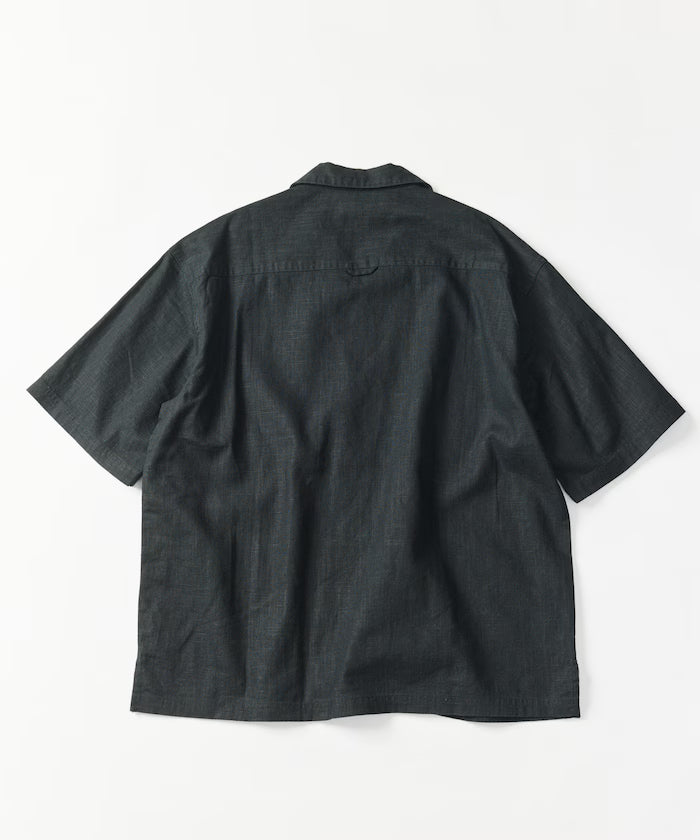 LINEN COTTON OPEN COLLAR SS SHIRT