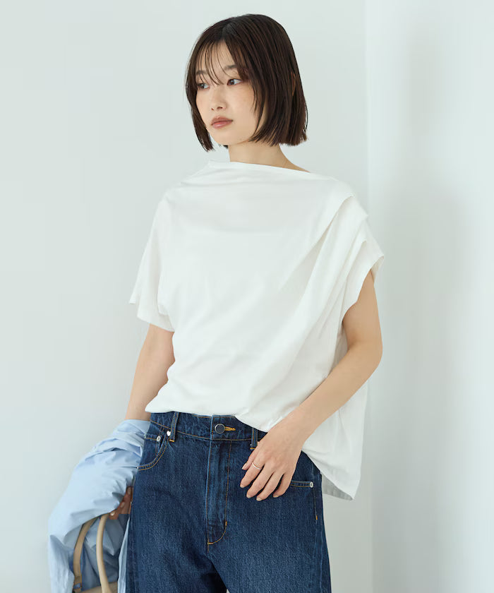 Organic Cotton Asymmetrical Draped Top