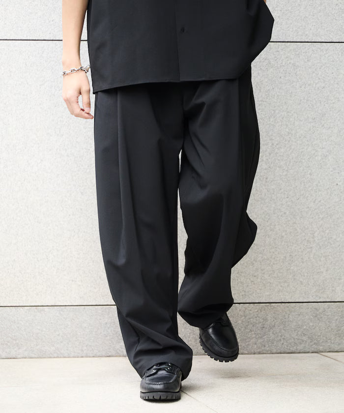 Relaxed Fit Linen Touch Setup/Open Collar Shirt/Wide Slacks [Limited Edition]